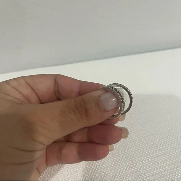 VINTAGE Judith Jack Stackable Rings Marcasite & Sterling set of 2 bands size 7.5 - Picture 4 of 6